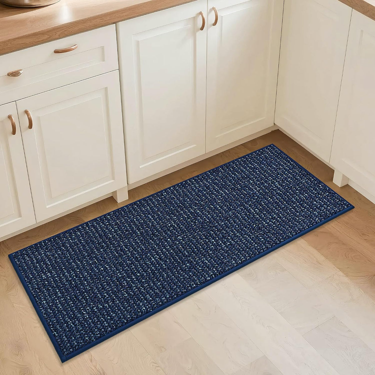 Alfombra de Cocina BEQHAUSE 51x122cm – Antideslizante, Súper Absorbente, Resistente a Manchas, Lavable a Máquina | Para Cocina, Pasillo y Lavadero | Azul