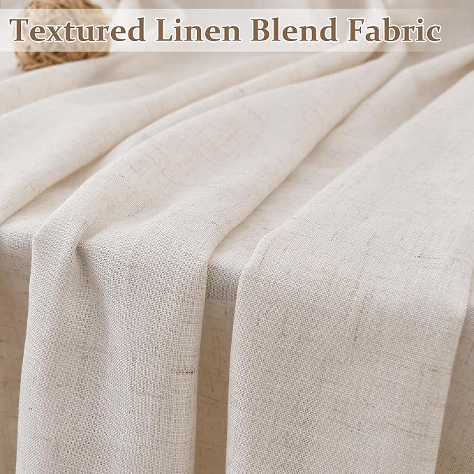 Cortinas de Lino Plisadas Nanspring 52"x90" | 2 Paneles Semitransparentes Beige Bohemio
