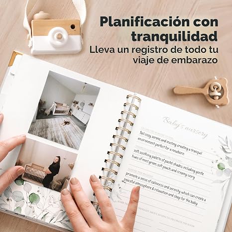Diario de embarazo para regalos de madres primerizas - Libro de recuerdos de embarazo de tapa dura de 90 páginas, hermoso y lindo recuerdo de libro para bebé, álbum de recortes de ultrasonido