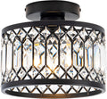 Lámpara de Techo Semi Embutida Rpzloila – Candelabro de Cristal Moderno Negro para Cocina, Recámara, Baño y Vestíbulo