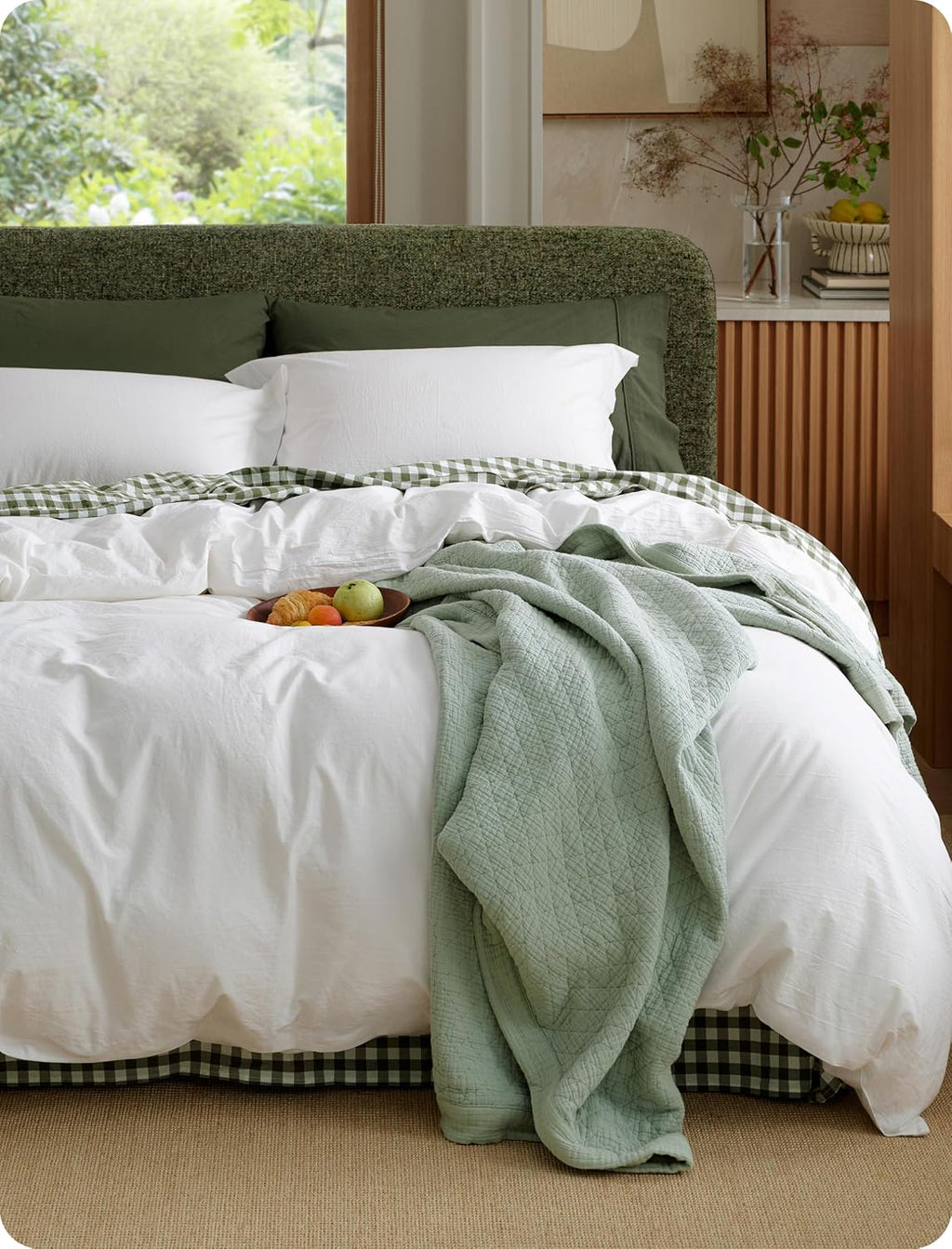 Funda nórdica Bedsure 100% algodón lavado, tamaño King - Blanco natural. Juego de ropa de cama minimalista con aspecto de lino - PureWoven. Funda de edredón lisa, sencilla y suave para todas las estaciones (Blanco natural, King, 104"x90").