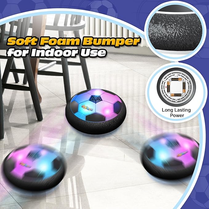 ShyLizard Balón de Fútbol Hover, Regalos de Juguetes para Niños de 3, 4, 5, 6, 7, 8 Años, Balón de Fútbol Infantil con Energía de Aire y Luz LED, Balón de Fútbol Hover para Interior para Niños de 3-5