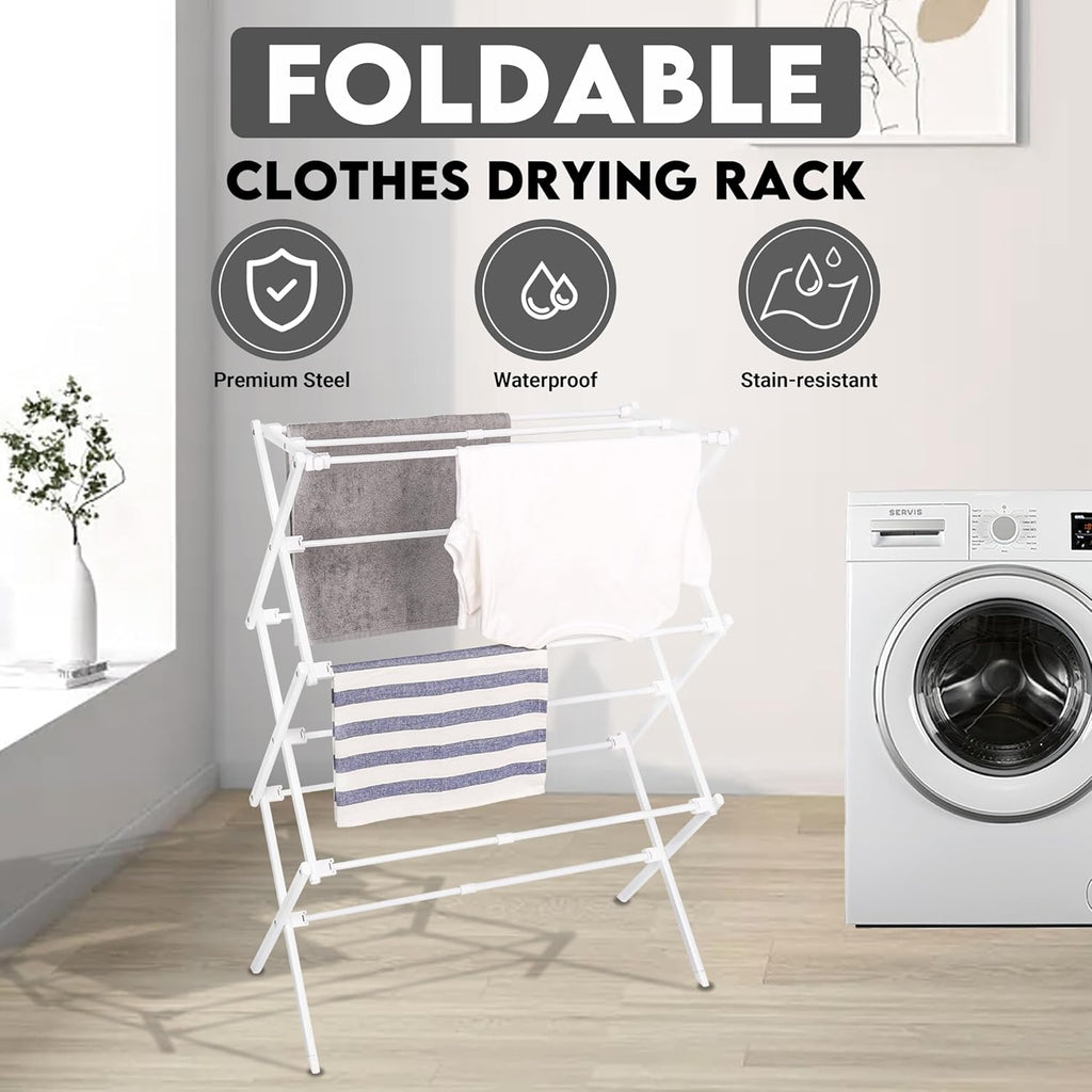 Tendedero de ropa mejorado ZOES HOMEWARE 2026 | Tendedero plegable para ropa | Secadores portátiles pequeños y plegables para ropa | Para uso interior y exterior | Blanco