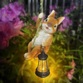 Decoración de Pascua para jardín Joliyoou, conejo de resina de 17,5 cm de alto trepando por una enredadera de 60 cm de largo con luz LED solar, figura de conejo colgante impermeable para exteriores con gancho para decoración de jardín, pared, balcón y