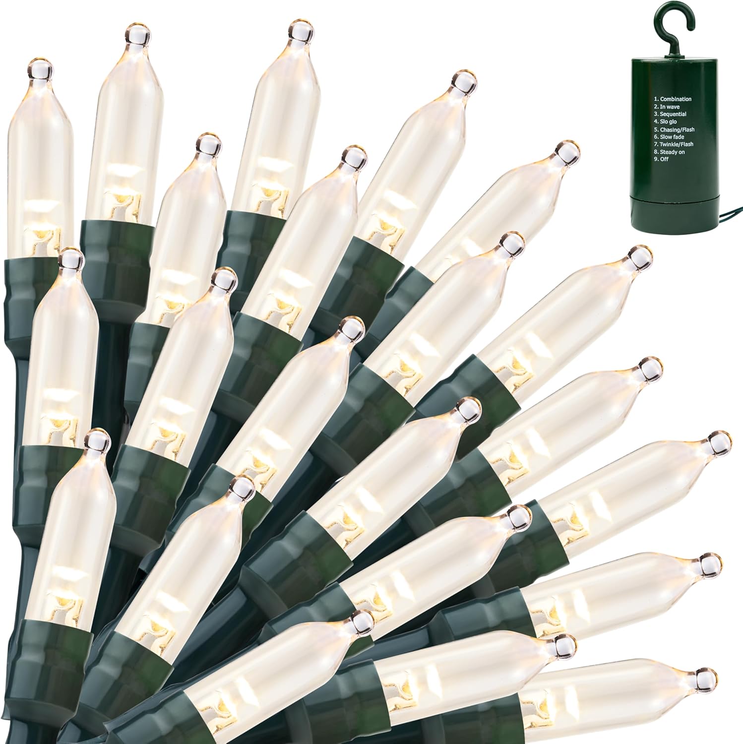 Joiedomi LED Christmas String Lights - 200 Count, 66.3FT, 8 Lighting Modes, 6-Hour Timer, Battery Operated, Green Wire - Warm White Fairy Lights for Xmas, Party, Holiday Decor (Batteries Not Included)