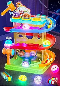 Juguete 2 en 1 Pista de Carreras y Pelota Rodante – Luces Sensor, STEM Montessori para Niños 1-5 Años