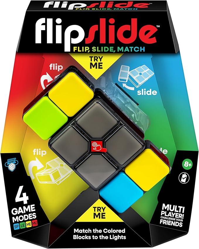 Flipslide Juego – Juego electrónico de mano | Adictivo juego de rompecabezas multijugador de habilidad | Gira, desliza y combina colores para superar el reloj | 4 modos de juego emocionantes