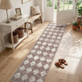 Alfombra lavable Lahome Zelie Moroccan Treills de 2x8 pies para pasillo, antideslizante, para baño y cocina, alfombra moderna a cuadros suave para entrada y sala de estar, color beige.