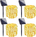 Solar String Lights 4-Pack - 400 LED Total, 4x33ft - 8 Modes, Memory Function - IP65 Waterproof - 1800mAh Battery - Auto On/Off - Warm White - For Garden, Party, Wedding, Christmas