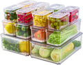 JollyPack Pack de 14 Organizadores para Refrigerador con Tapas – Apilables, Sin BPA, Frutas y Verduras