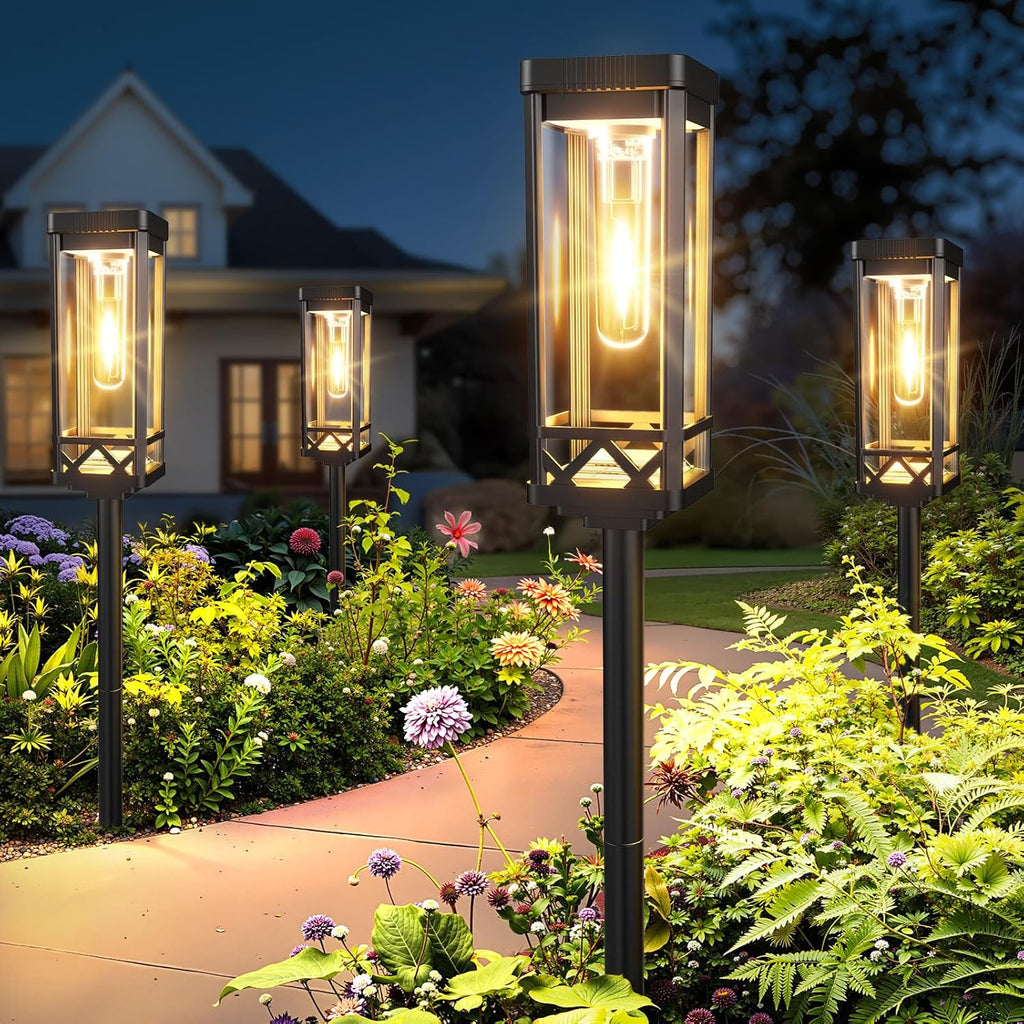 KOOPER Taller Solar Pathway Lights Outdoor, 4 Pack Upgraded Brighter Solar Garden Lights Solar Powered, Up To 15 Hours Outdoor Solar Lights for Yard Landscape Lighting Path Walkway Driveway Sidewalk