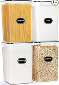 HKJ Chef Pack de 4 Contenedores Herméticos Extra Grandes para Alimentos | 6.5L | Sin BPA | Organizador de Despensa para Cereales, Harina y Azúcar | Incluye Etiquetas y Marcador