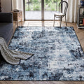 Rugflix Alfombra 5x7 para Sala Lavable | Resistente a Manchas, Pelo Bajo | Moderna para Comedor, Oficina, Cuarto Infantil y Dormitorio (Azul Marino/Negro)