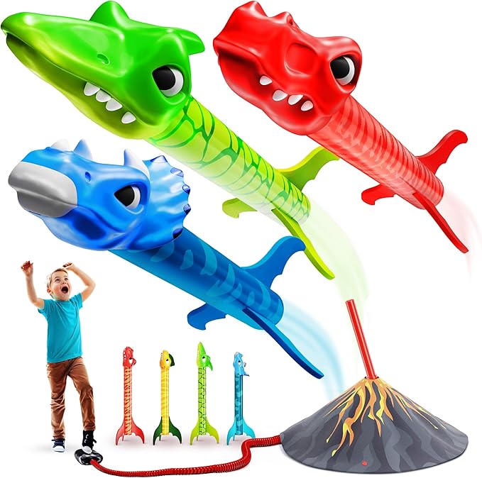 Ninja Blast Lanzacohetes de Juguete de Dinosaurio para Niños - Juguetes para Niños de 3-5, 5-7, 4-6 - Juguetes al Aire Libre para Niños de 4-8 Años - Regalo de Cumpleaños para Niño de 3 4 Años