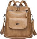 WYFJNX – Mochila Bolso de Cuero PU para Mujer | Diseño Multiusos | Bolso de Hombro y Mochila de Viaje | Color Camel