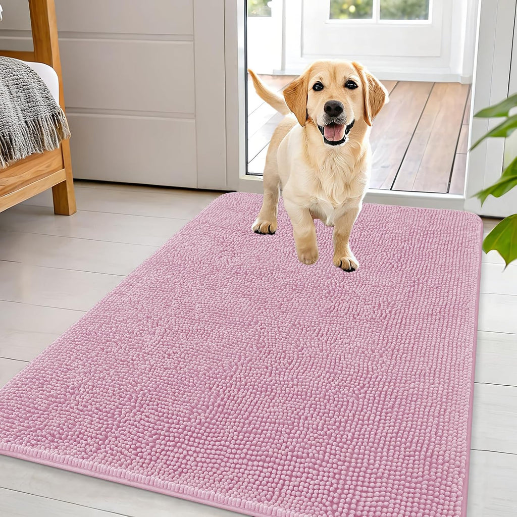 Alfombrilla para perros OLANLY para patas embarradas 44x32, absorbe la humedad y la suciedad, alfombrilla absorbente antideslizante y lavable, alfombrilla de chenilla de secado rápido para barro para perros, alfombra de entrada para interiores, color