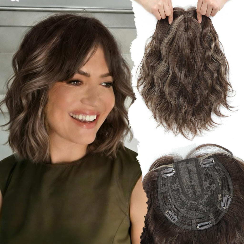 UDU 11" Hair Topper for Women with Thinning Hair, Natural-Looking Wiglet, Lightweight & Add Volume Hairpiece for White HairRoots Cover, Changing Hairstyle, Trendy and Comfortable Design