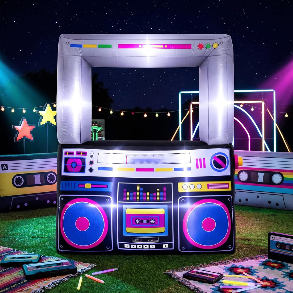 Soulchen 6x5 pies inflable de radio Boombox luces LED soplador 90s fiesta