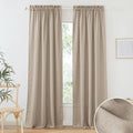 RYB HOME Khaki Linen Curtains 95 inches, Rod Pocket Linen Blend Boho Farmhosue Elegant Light Filtering Privacy Protected Panels for Dining Room, 52" W, 2 Panels