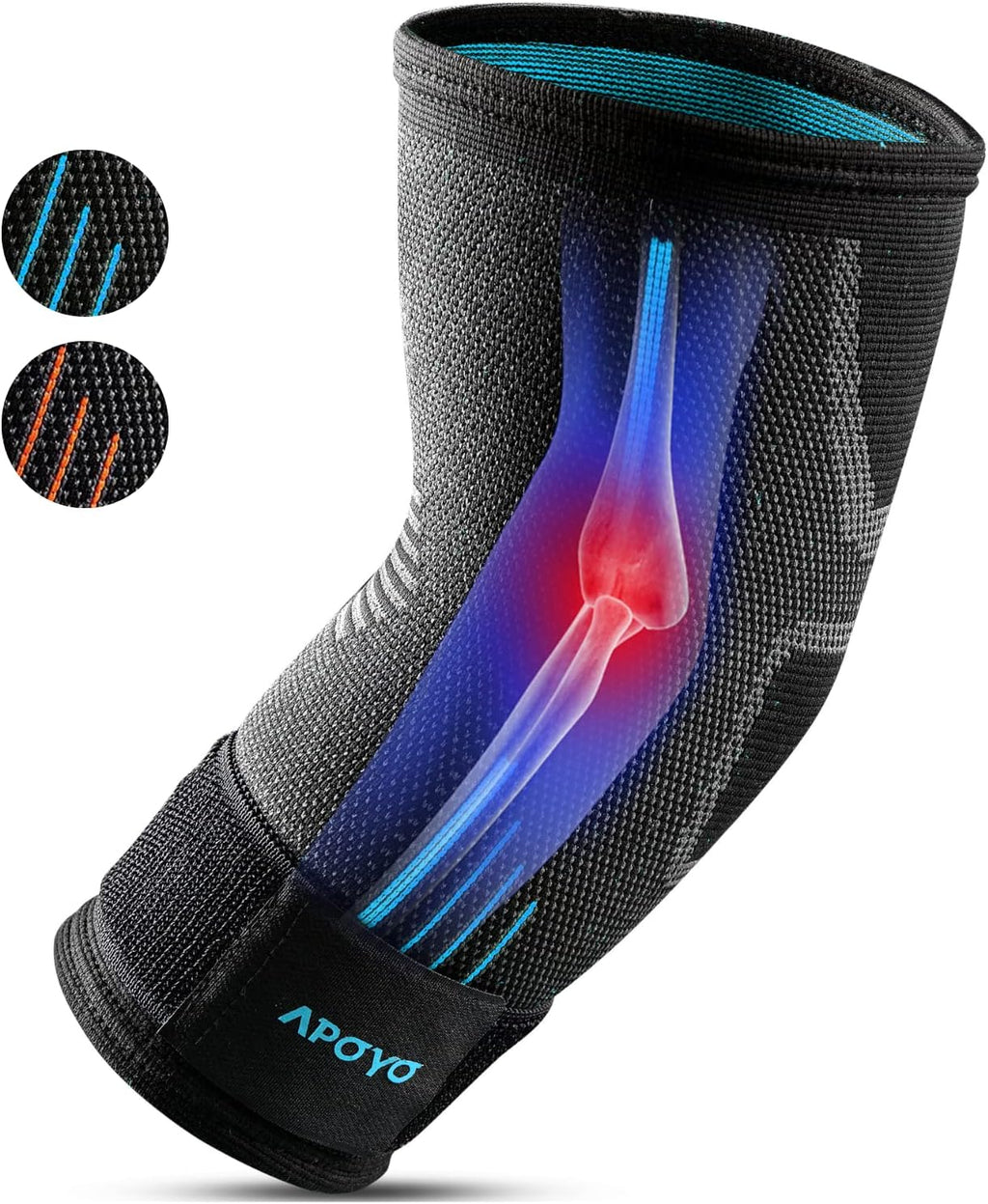 Codo Deportivo APOYO Talla M – Manga de Compresión para Tendinitis, Artritis, Codo de Tenista y Golfista, Hombre y Mujer