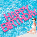 Shappy Globos de Letras Flotantes Happy Birthday 20 pulgadas | Rosa, Grandes para Piscina con Puntos Adhesivos | Decoracion Inflable para Fiesta de Verano (Puro)