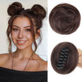 Moños Cabello Postizos Foaoit Sintético, Space Buns, 2 Pack Clip Garra, Wedding Cosplay Fiesta (Marrón Chocolate)
