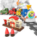 Tren eléctrico para niños pequeños con vapor, música y luces: primer tren eléctrico para niños pequeños, tren magnético, regalo de cumpleaños y Navidad para niños y niñas. 