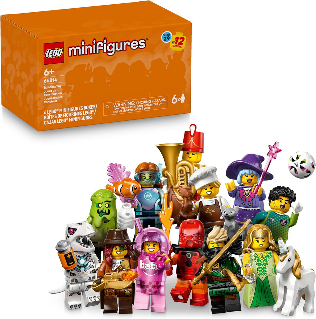 Pack de 6 minifiguras LEGO Serie 29 - Caja sorpresa - Regalos para fiestas de cumpleaños para niños y niñas de 6 años en adelante - Rellenos para bolsas de regalos infantiles - 66814