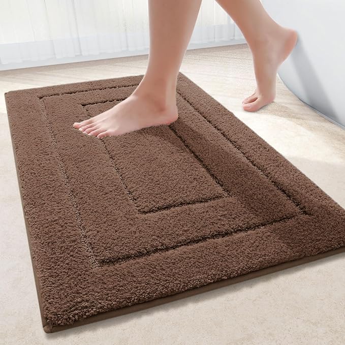 Tapete de Baño Buganda 50x80cm | Microfibra Suave | Antideslizante | Lavable | Café