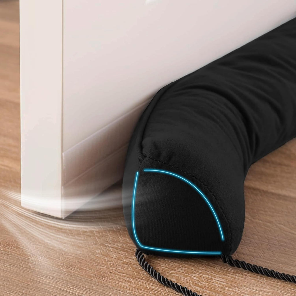 Sunolga 42" Door Draft Stopper Blocks Hot and Cold Air with Removable Washable Cover for Gaps Up to 3", All-Season Seal for Noise, Door Sweep for Bottom of Door and Window, Home Essentials, Black