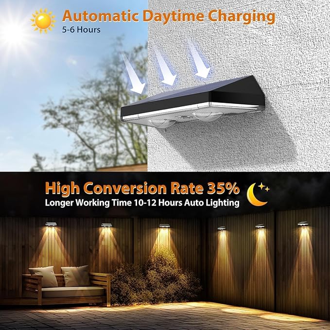 Luces solares para valla (2 unidades, RGB y 7 colores, lente brillante LED, luz de cubierta de atardecer a amanecer, luces solares para exteriores, impermeables