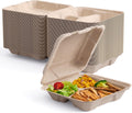 Paquete de 50 envases compostables para comida para llevar ECOLipak, 8 pulgadas, 3 compartimentos