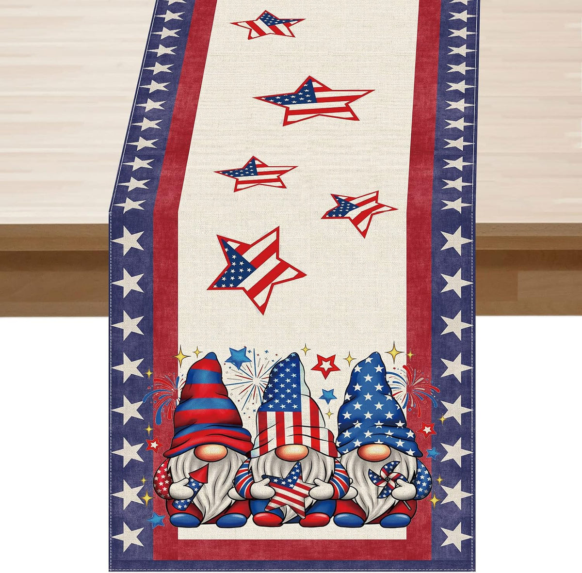 XCHI Gnomo Estrellas Patrióticas América Día de los Caídos 4 de Julio Camino de Mesa Decoración de Mesa para Fiesta Hogar Cocina Comedor Decoración Festiva 13x72 Pulgadas