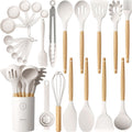 Juego de utensilios de cocina de silicona AVGPD, utensilios de silicona para cocinar, juego de espátulas de silicona resistentes al calor de 446", accesorios de cocina para utensilios de cocina antiadherentes, sin BPA (blanco crema).