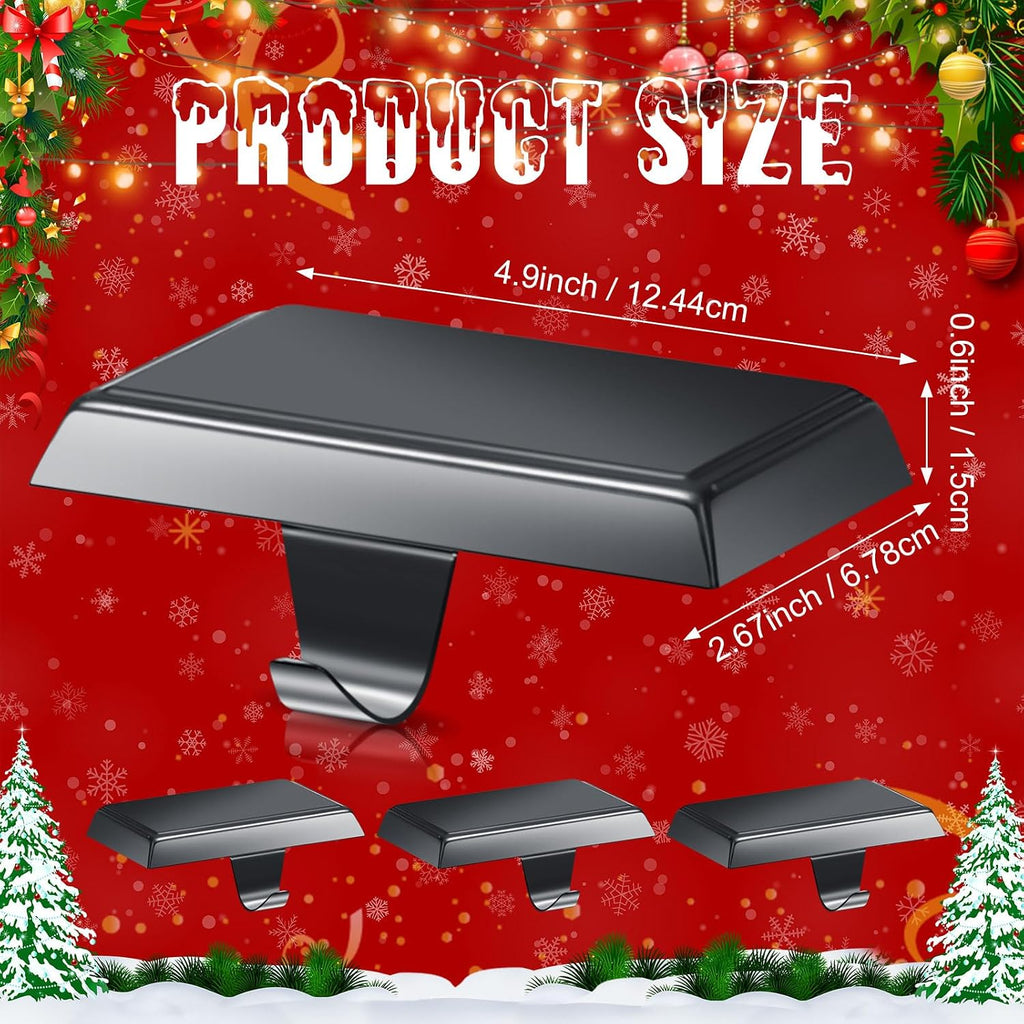 Haz clic para una vista completa      3+  7 VIDEOS Zhengmy 4 piezas de soportes para calcetines de Navidad para repisa, soportes para calcetines con peso para chimenea, ganchos para calcetines de Navidad para fiesta de Navidad (Negro)