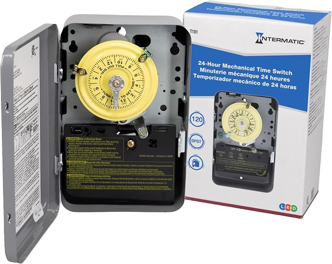 Interruptor de Tiempo Mecánico Intermatic T101 – Control 24 Horas, 40A