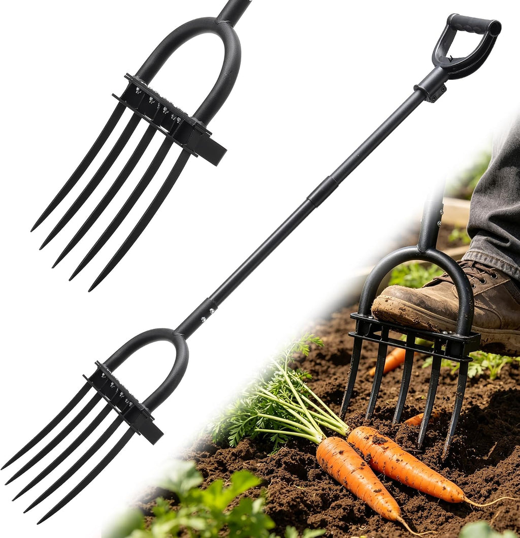 Horquilla de paso, tenedor de jardín de metal resistente de 69 pulgadas para aflojar el suelo