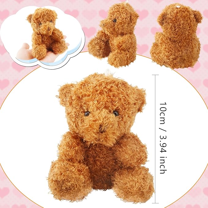 ⚠️ SOLO SON CAFÉ SI SON 16 – Ositos de Peluche Mini Haconba 10cm – Pack de 16 Animales Rellenos para Regalos de Cumpleaños, San Valentín y Graduación