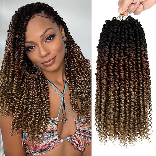 Extensiones Passion Twist Pre-Trenzado Crochet | 8 Paquetes 112 Mechones | 18 Pulgadas | T1B/30/27