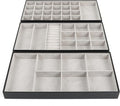 Belle Vous Organizador de Joyas Pack x3 – Bandejas de Cuero Negro para Cajón