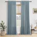 Jowels Cortinas de lino azul con ojales de 84 pulgadas de largo, 2 paneles