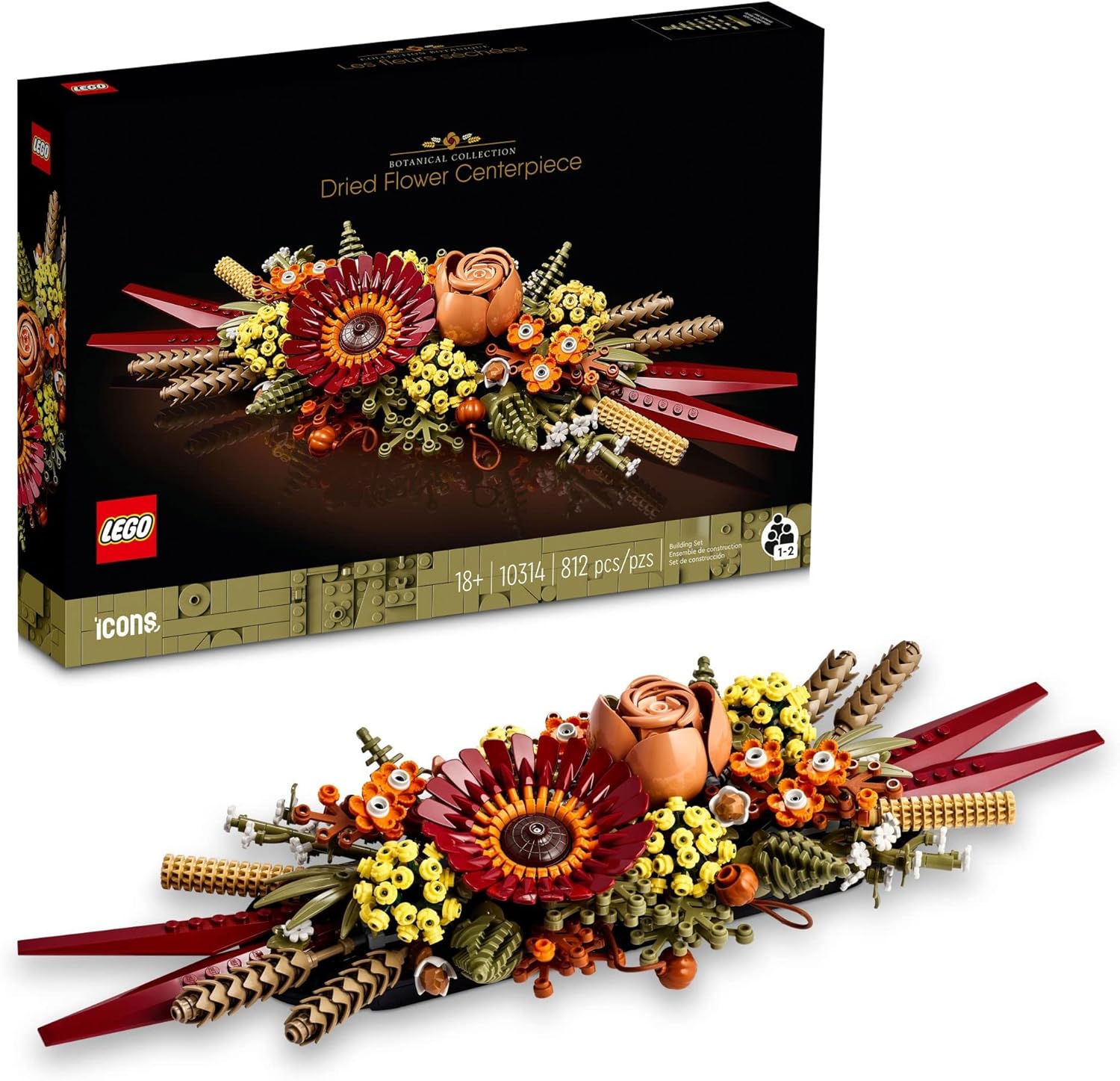 LEGO Icons Dried Flower Centerpiece Building Sets for Adults, Ages 18+ Years - Fall & Thanksgiving Decorations for Dinner Table or Mantel