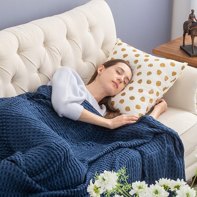 Bedsure Manta de Algodón Refrescante con Diseño Gofre Tamaño King - Manta de Verano Ligera y Transpirable de Rayón Derivado del Bambú