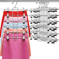 Perchas para Pantalones con Ganchos | Organizador de Closet Ahorra Espacio | 6 Niveles con Gancho Giratorio 360 grados | Perchas para Faldas y Ropa | Esenciales de Dormitorio | Pack de 6