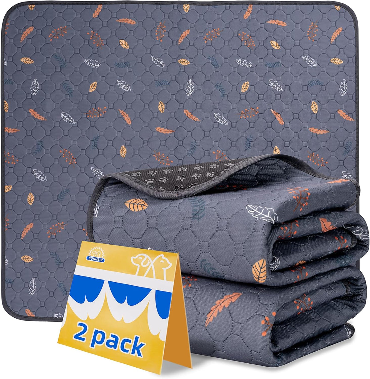 Tapetes Lavables para Perros – Alta Absorción, Impermeables y Antideslizantes (2 Pack, Gris)