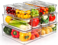 Organizadores de Refrigerador ZIJUND Pack de 14 Transparentes | Apilables, Libres de BPA, para Frutas, Vegetales y Bebidas