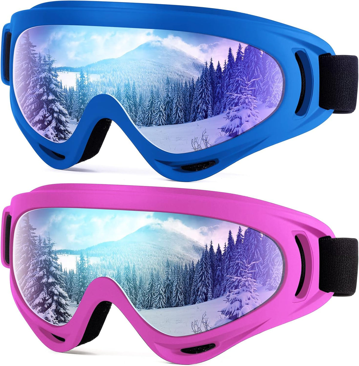 Gafas de Ski para Niños y Adultos — Paquete de 2, Protección UV, Deportes de Nieve