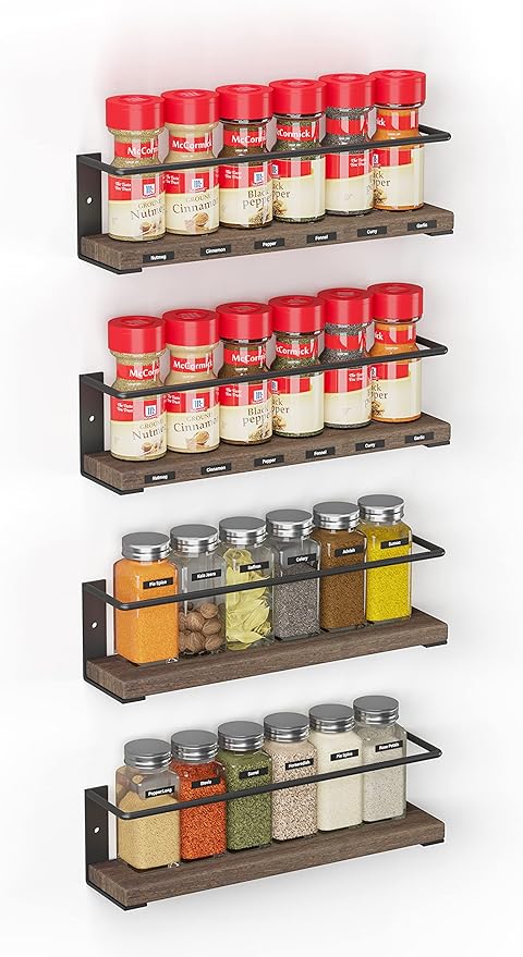 Organizador de especias SpaceAid para puerta de armario o montaje en pared (paquete de 4)