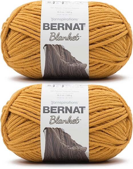 Bernat Blanket Burnt Mustard Yarn - Ovillo de lana de 10.5 onzas, poliéster, súper voluminoso, 220 yardas, tejido/ganchillo