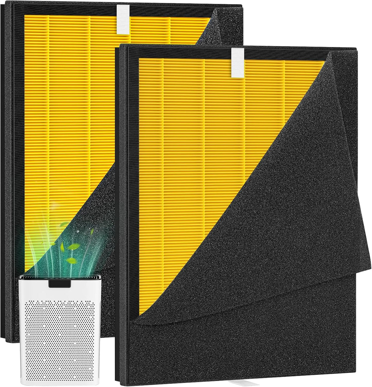 Filtro Lavable Cuidado Mascotas KJ190L Compatible con Purificador MOOKA KJ190L, Filtro HEPA Filtración de 3 Etapas para Polen Humo Pelo Mascotas Polvo, Especial para Olor Caspa, Pack de 2